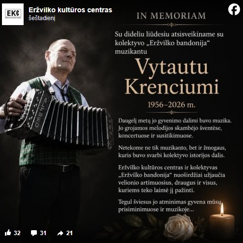 Mirė mylimas Lietuvos muzikantas: „Su dideliu liūdesiu atsisveikiname...“ 2 vytautas